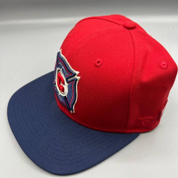 Chicago Fire FC Hat Men Navy Red Fanatics MLS Snap Back Cap New - Picture 3 of 9
